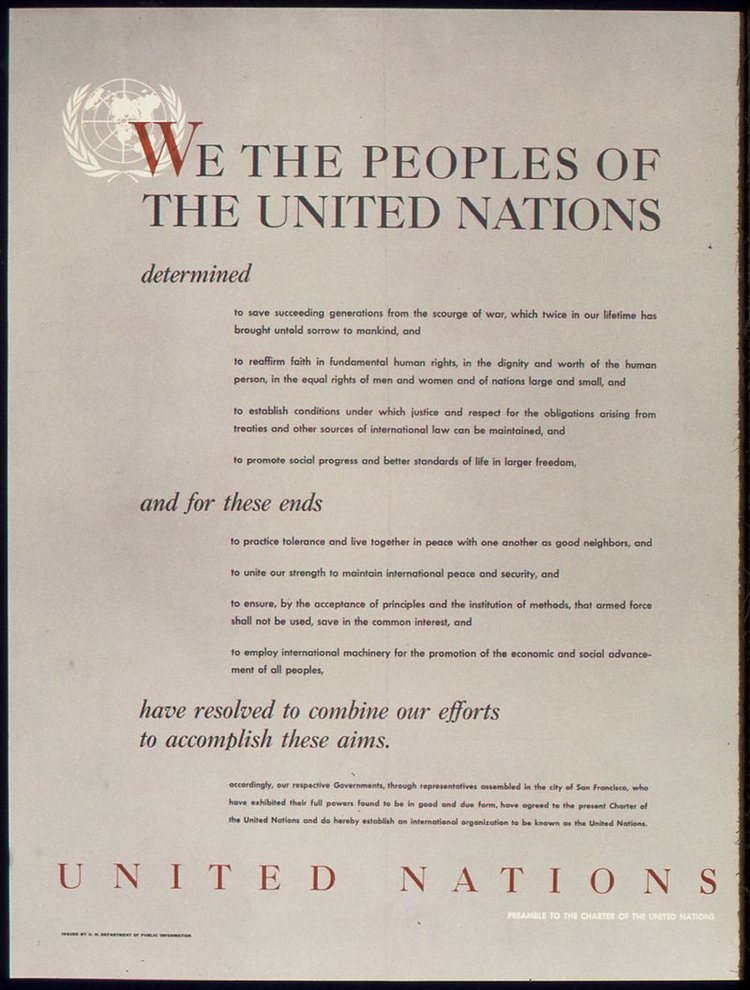 Strona tytułowa deklaracji utworzenia ONZ