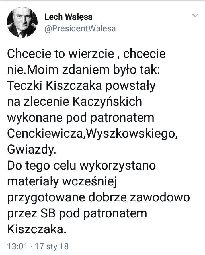Wypowiedź Lecha Wałęsy na forum Facebook